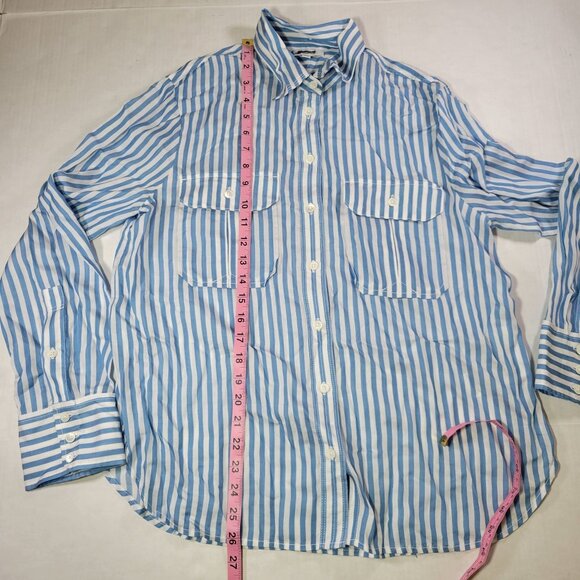 Madewell Womens Blue & White Striped Button-Down Shirt Size 10 - Picture 4 of 7